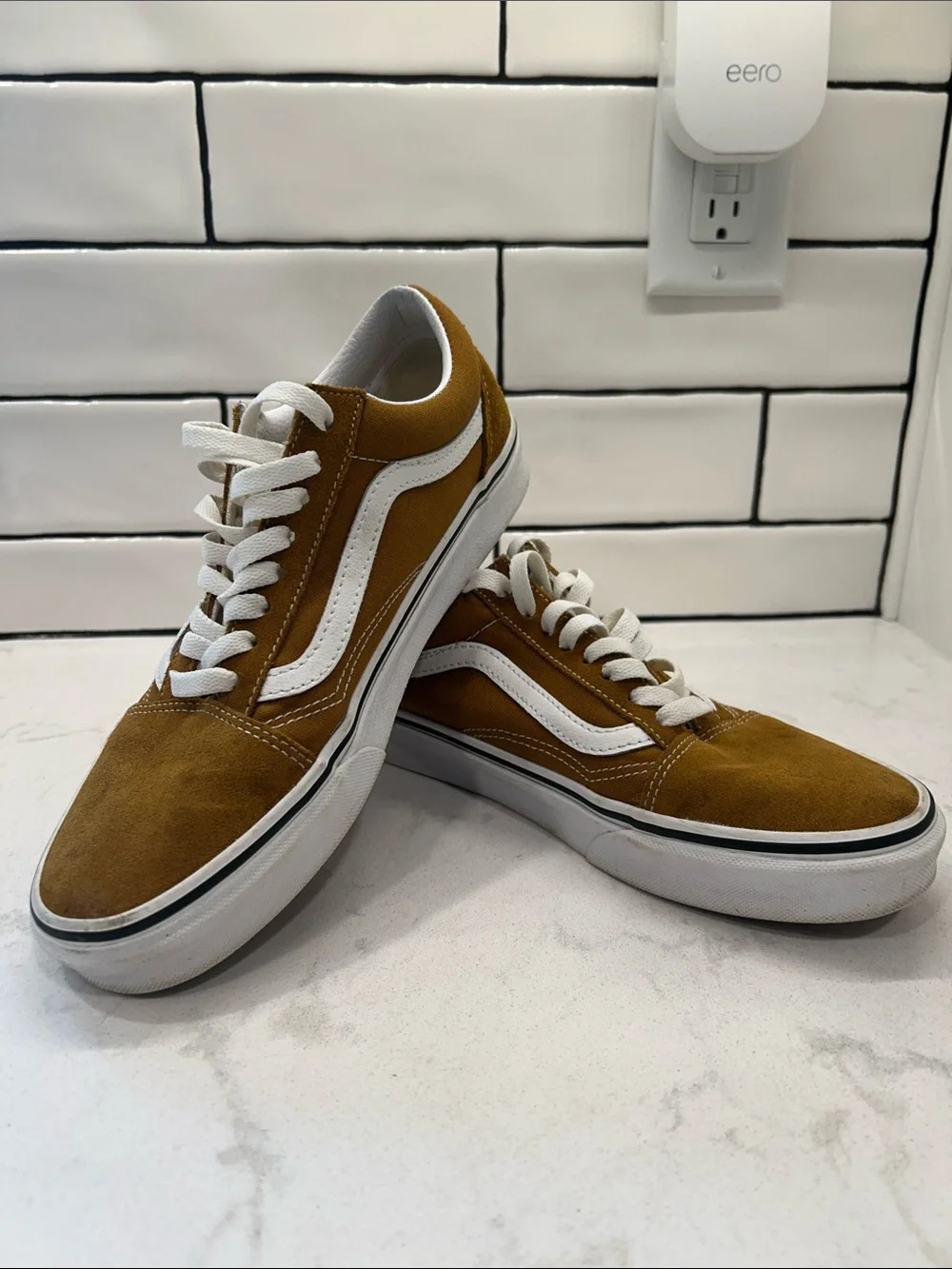 Vans Old Skool Golden Brown & White Suede & Canvas Sneakers